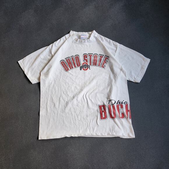 Vintage 90's Ohio State Buckeyes Wraparound White Shirt XL - Picture 1 of 7